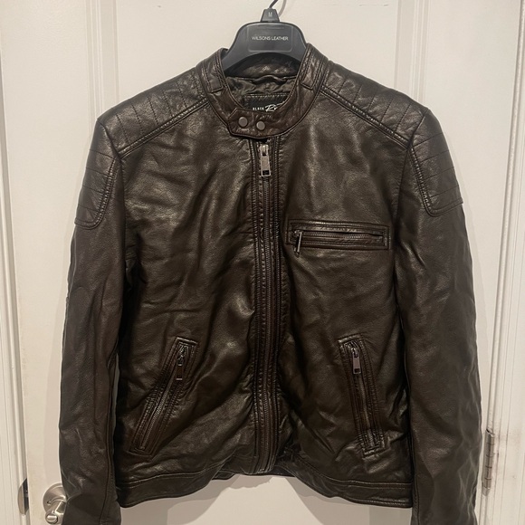 Men's Brown Black Rivot Leather Jacket